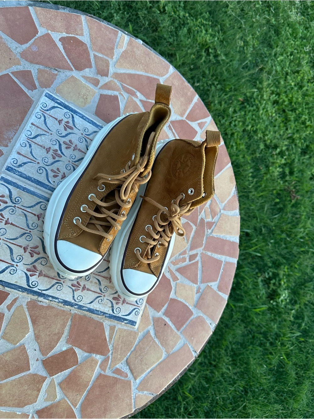 High-Top Canvas Sneakers in Camel Brown size 9 women’s